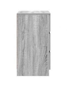 Comodino con 3 Cassetti Grigio Sonoma 39x35x65 cm