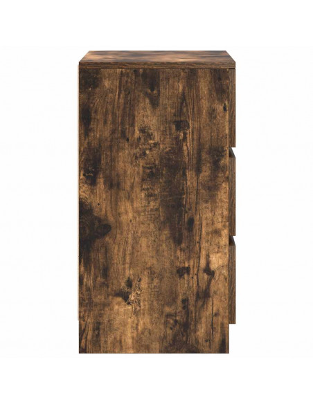 Comodino con 3 Cassetti Rovere Fumo 39x35x65 cm