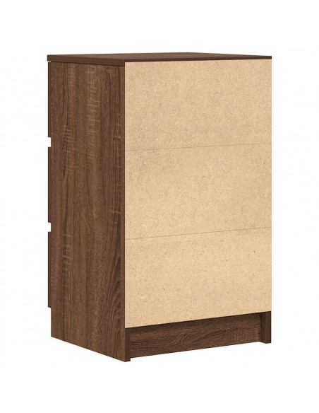 Comodino con 3 Cassetti Rovere Marrone 39x35x65 cm