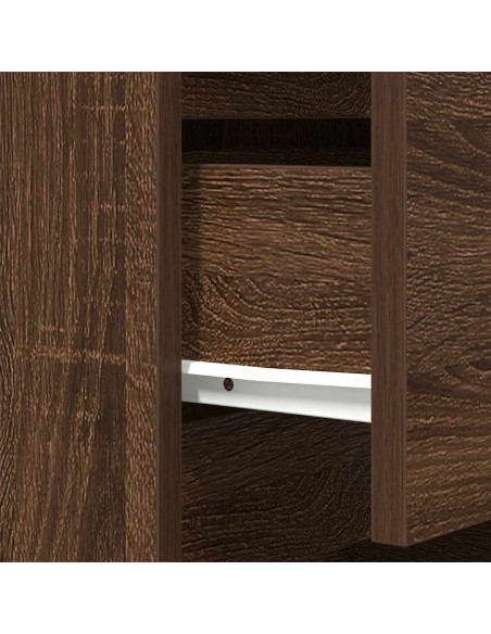 Comodino con 3 Cassetti Rovere Marrone 39x35x65 cm