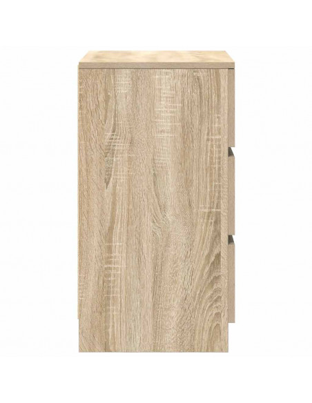 Comodino con 3 Cassetti Rovere Sonoma 39x35x65 cm