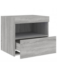 Comodino con Luci LED Grigio Sonoma 50x40x45 cm
