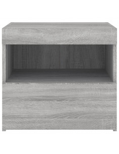 Comodino con Luci LED Grigio Sonoma 50x40x45 cm 2