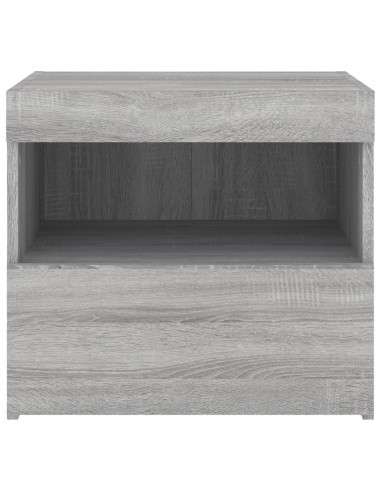 Comodino con Luci LED Grigio Sonoma 50x40x45 cm
