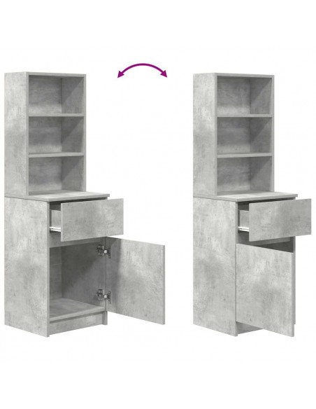 Comodino Grigio Cemento 39x35x125 cm in Legno Multistrato