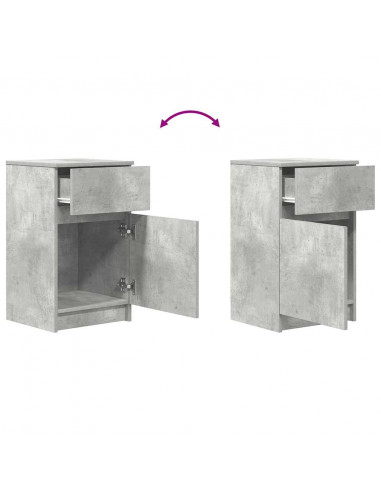 Comodino Grigio Cemento 39x35x65 cm in Legno Multistrato