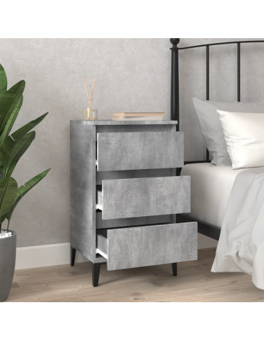 Comodino Grigio Cemento 40x35x70 cm in Legno Multistrato