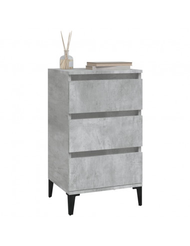 Comodino Grigio Cemento 40x35x70 cm in Legno Multistrato