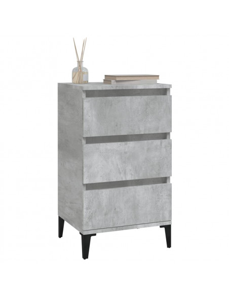 Comodino Grigio Cemento 40x35x70 cm in Legno Multistrato