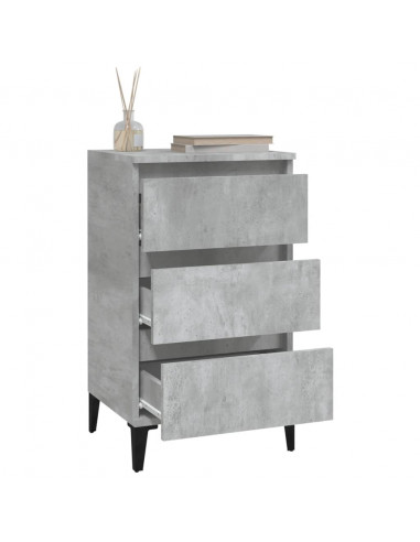 Comodino Grigio Cemento 40x35x70 cm in Legno Multistrato