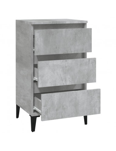 Comodino Grigio Cemento 40x35x70 cm in Legno Multistrato
