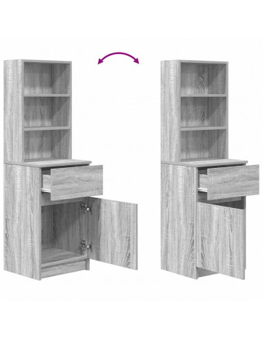 Comodino Grigio Sonoma 39x35x125 cm in Legno Multistrato