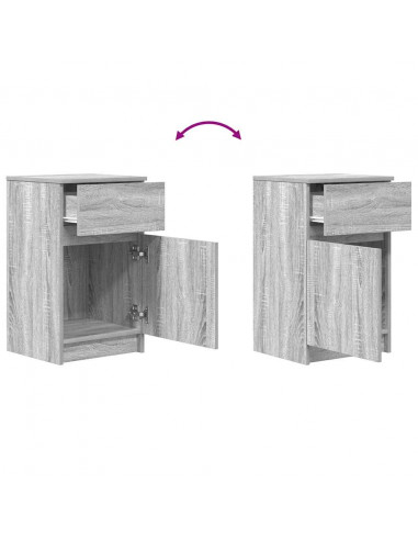 Comodino Grigio Sonoma 39x35x65 cm in Legno Multistrato