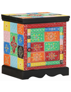 Comodino Multicolore 40x35x45 cm in Legno Massello Mango