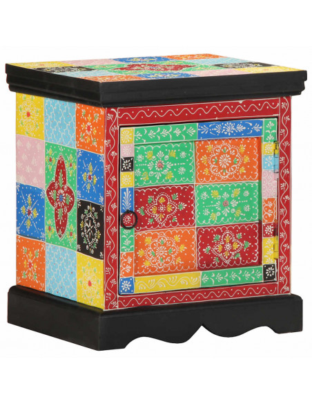 Comodino Multicolore 40x35x45 cm in Legno Massello Mango