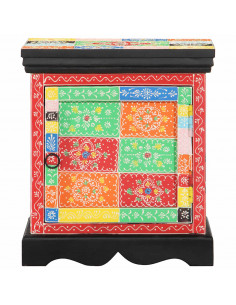Comodino Multicolore 40x35x45 cm in Legno Massello Mango 2