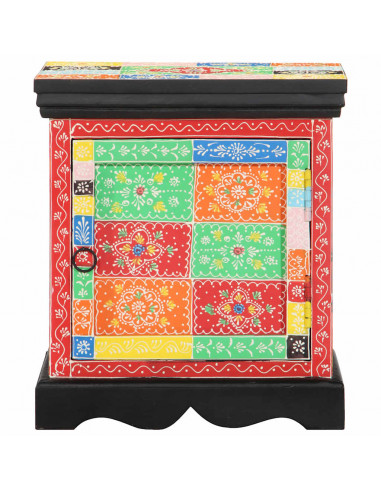 Comodino Multicolore 40x35x45 cm in Legno Massello Mango