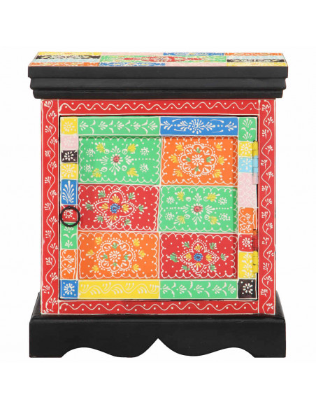 Comodino Multicolore 40x35x45 cm in Legno Massello Mango