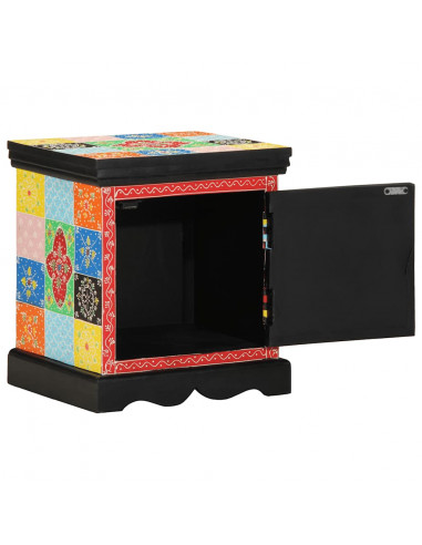 Comodino Multicolore 40x35x45 cm in Legno Massello Mango