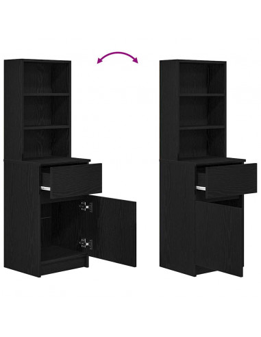 Comodino Nero 39x35x125 cm in Legno Multistrato