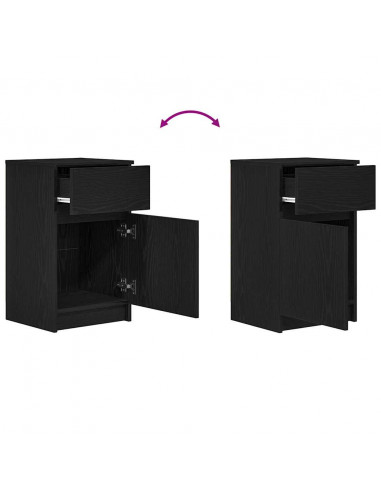 Comodino Nero 39x35x65 cm in Legno Multistrato