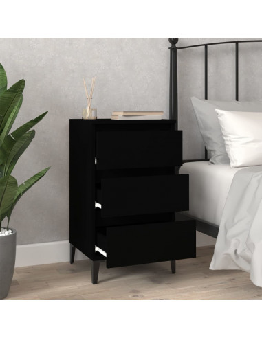 Comodino Nero 40x35x70 cm in Legno Multistrato