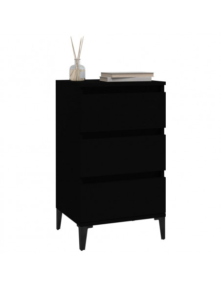 Comodino Nero 40x35x70 cm in Legno Multistrato