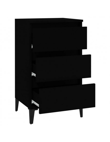 Comodino Nero 40x35x70 cm in Legno Multistrato