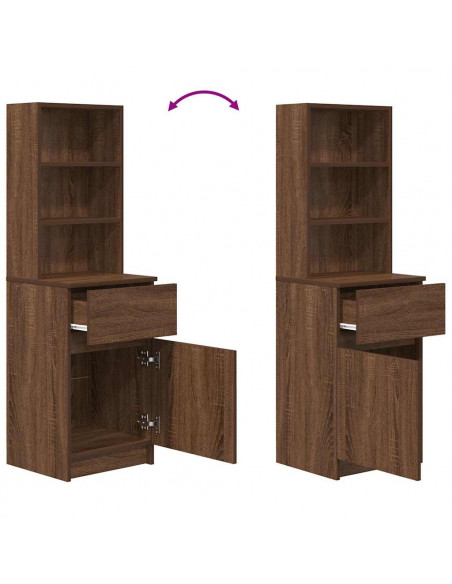 Comodino Rovere Marrone 39x35x125 cm in Legno Multistrato