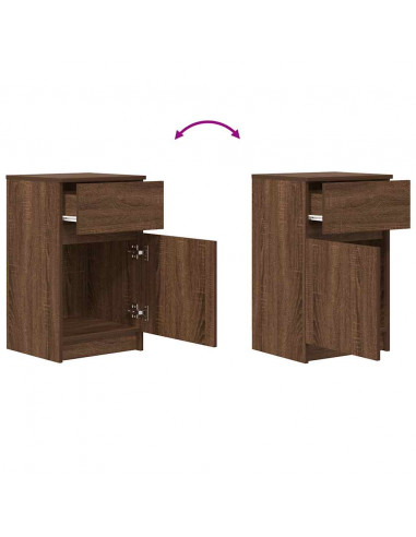 Comodino Rovere Marrone 39x35x65 cm in Legno Multistrato