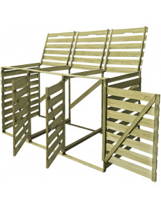 Copribidone per Spazzatura Triplo 240 L in Legno Impregnato