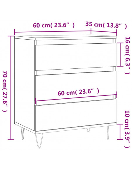 Credenza Bianca 60x35x70 cm in Legno Multistrato