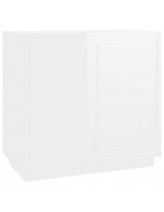 Credenza Bianco Lucido 80x34x75 cm in Legno Multistrato