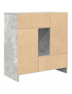 Credenza con Cassetti e Ante Grigio Cemento 70,5x34x74,5 cm 2