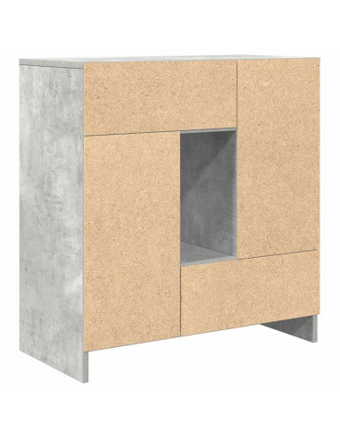 Credenza con Cassetti e Ante Grigio Cemento 70,5x34x74,5 cm