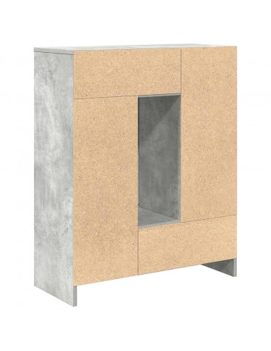 Credenza con Cassetti e Ante Grigio Cemento 73x31x90 cm