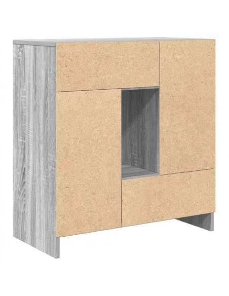 Credenza con Cassetti e Ante Grigio Sonoma 70,5x34x74,5 cm