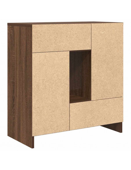 Credenza con Cassetti e Ante Rovere Marrone 70,5x34x74,5 cm