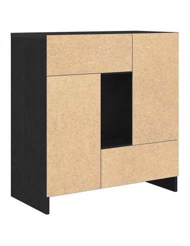 Credenza con Cassetti e Ante Rovere Nero 70,5x34x74,5 cm