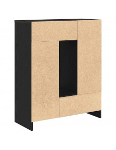 Credenza con Cassetti e Ante Rovere Nero 73x31x90 cm 2
