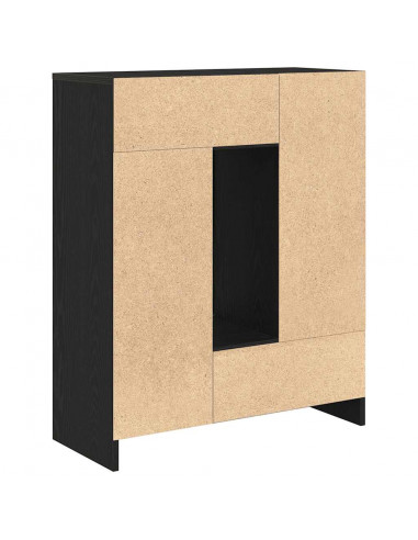 Credenza con Cassetti e Ante Rovere Nero 73x31x90 cm