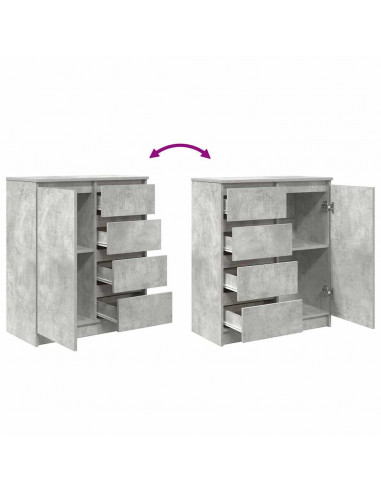 Credenza con Cassetti Grigio Cemento 71x35x84 cm in Truciolato