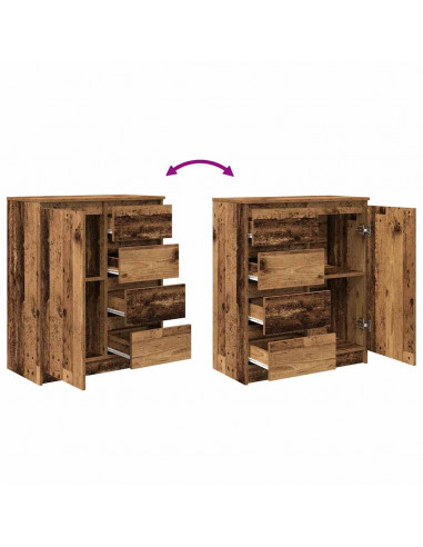 Credenza con Cassetti Legno Antico 71x35x84 cm in Truciolato