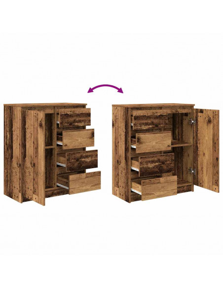 Credenza con Cassetti Legno Antico 71x35x84 cm in Truciolato