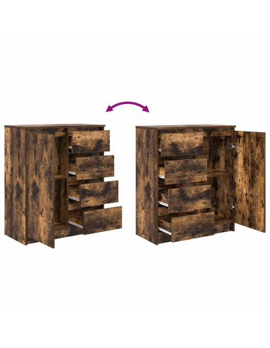 Credenza con Cassetti Rovere Fumo 71x35x84 cm in Truciolato