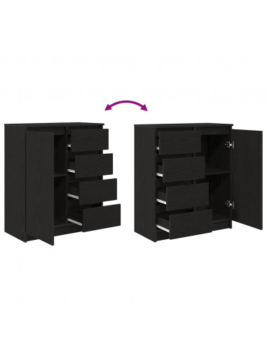 Credenza con Cassetti Rovere Nero 71x35x84 cm Legno Multistrato