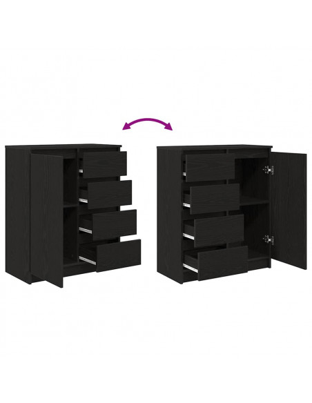 Credenza con Cassetti Rovere Nero 71x35x84 cm Legno Multistrato