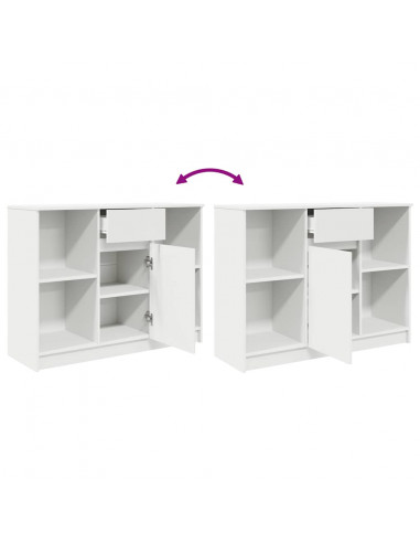 Credenza con Cassetto Bianco 101x35x76 cm in Legno Multistrato