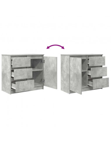 Credenza con Cassetto Grigio Cemento 71x35x65 cm in Truciolato