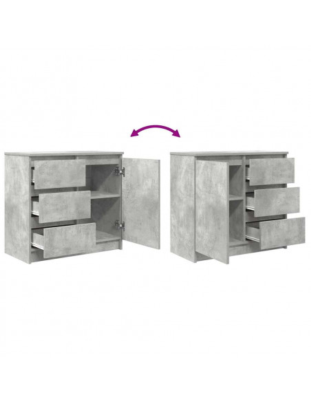 Credenza con Cassetto Grigio Cemento 71x35x65 cm in Truciolato